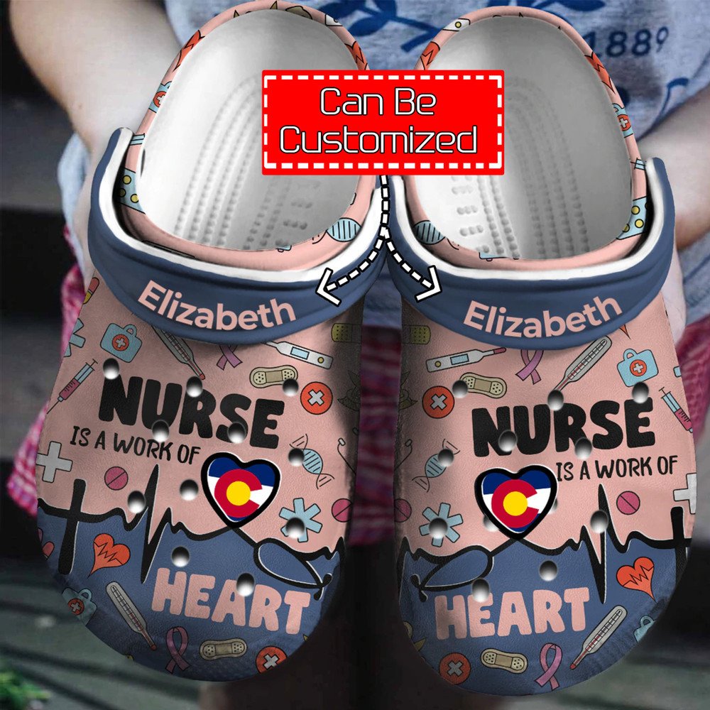 Nurse Crocss – Nurse Is A Work Of Heart Personalized Clog Shoes With Your Name For Men And Women For Men Women Kids