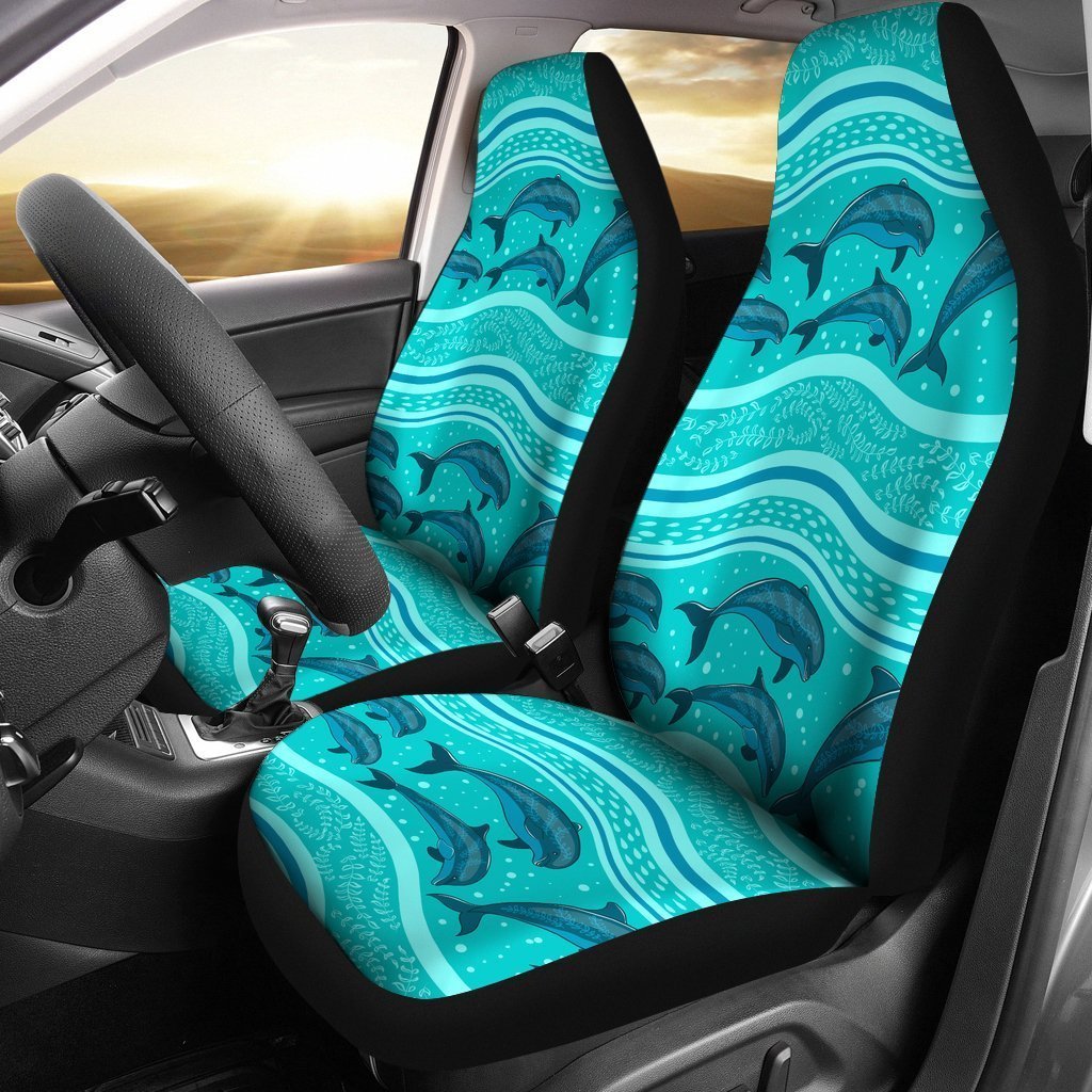 Dolphin Pattern Car Seat Covers Set 2 Pc, Car Accessories Car Mats Covers