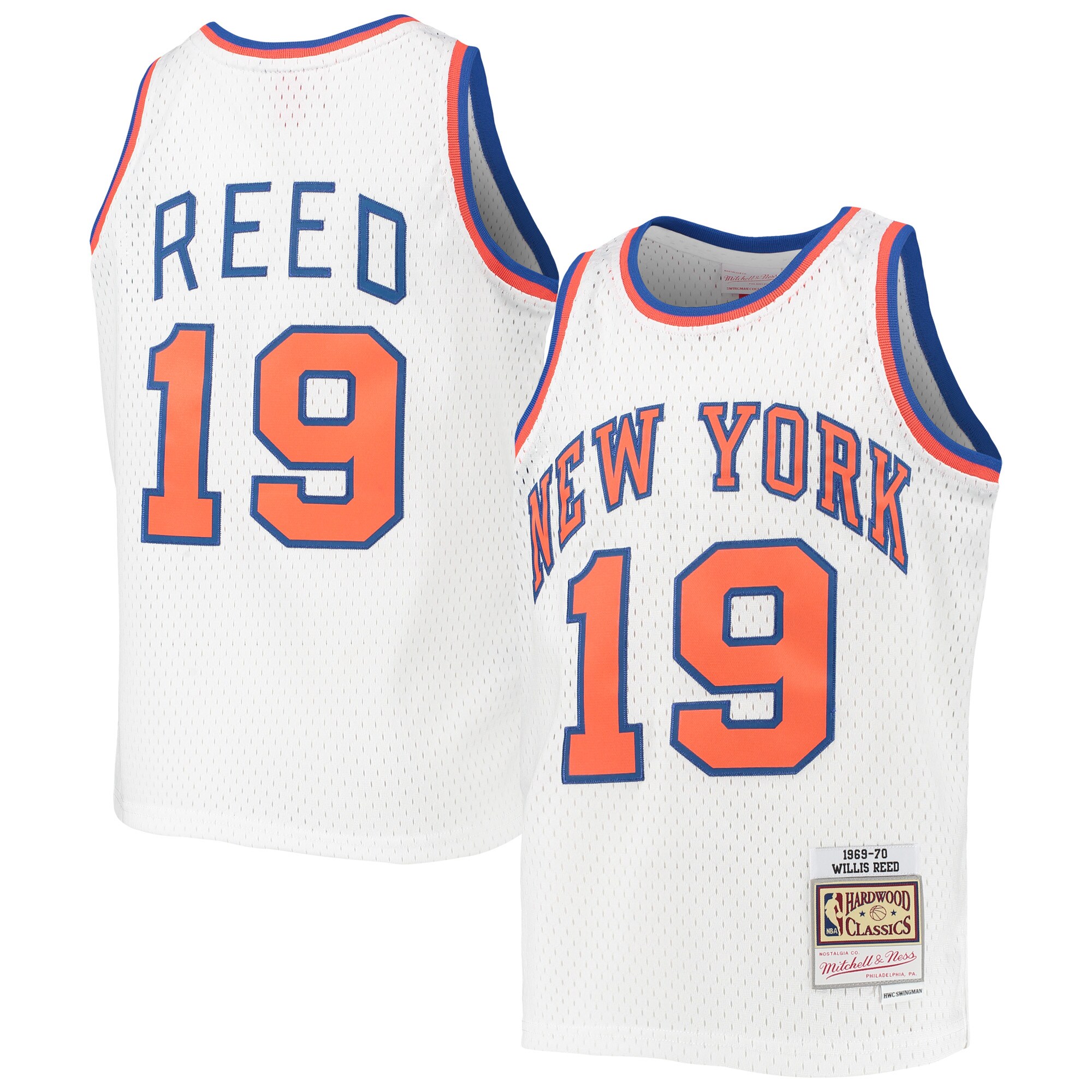 Willis Reed New York Knicks Mitchell & Ness Youth 1969/70 Hardwood Classics Swingman Jersey – White