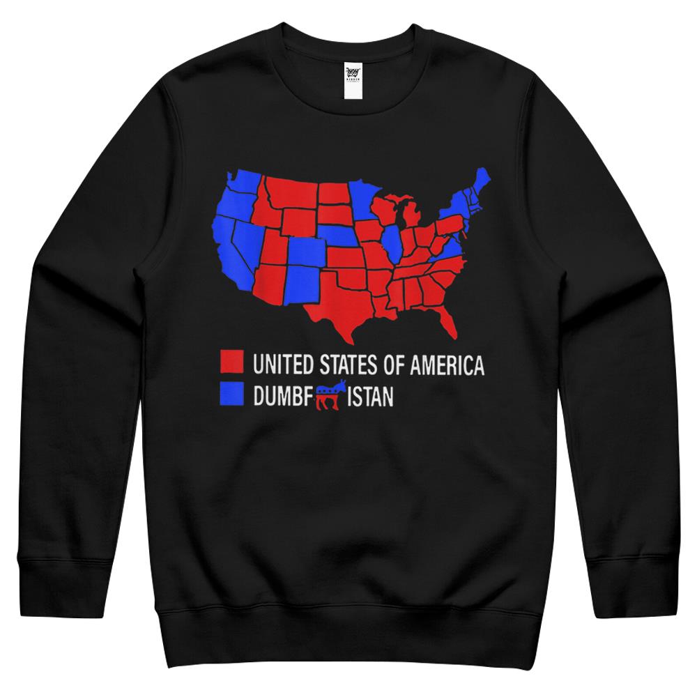 Election Map United States Of America Dumbfuckistan Crewneck Sweatshirt