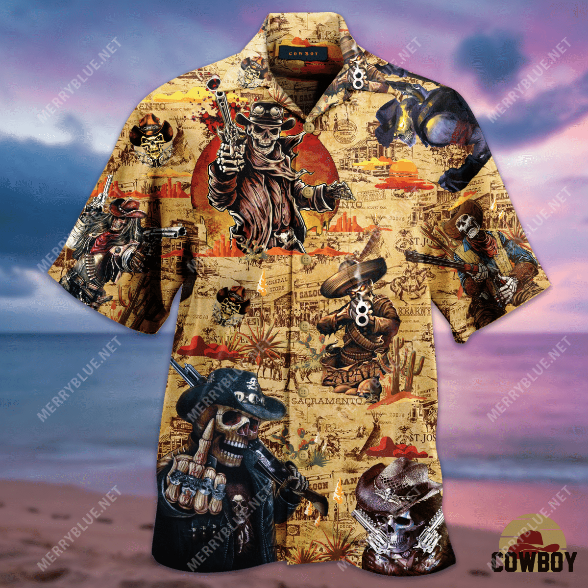 Amazing Vintage Cowboy Unisex Hawaiian Aloha Shirts Aloha Shirts