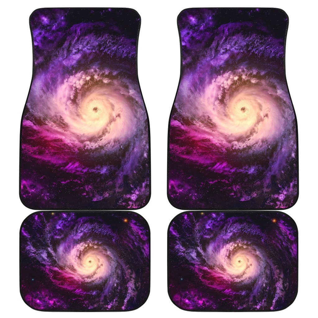 Purple Galaxy Space Spiral Cloud Print Front And Back Car Floor Mats, Front Car Mat