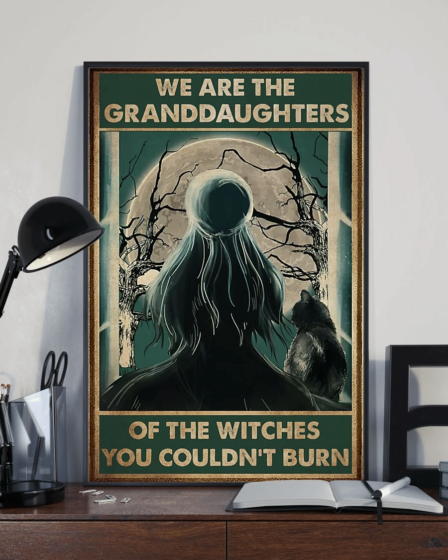 Witch Black Cat Poster Canvas – Granddaughters Of Witches Vintage Home Decor Wall Art Evg81056