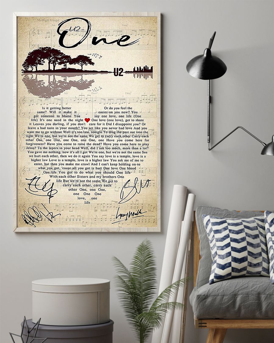 U2 One Song Lyrics Poster Heart Poster Poster Bathroom Wall Decor