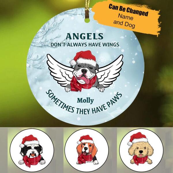 Angels Have Paws – Custom Ceramic Christmas Ornaments Dog Lover Gifts – Trending Personalized