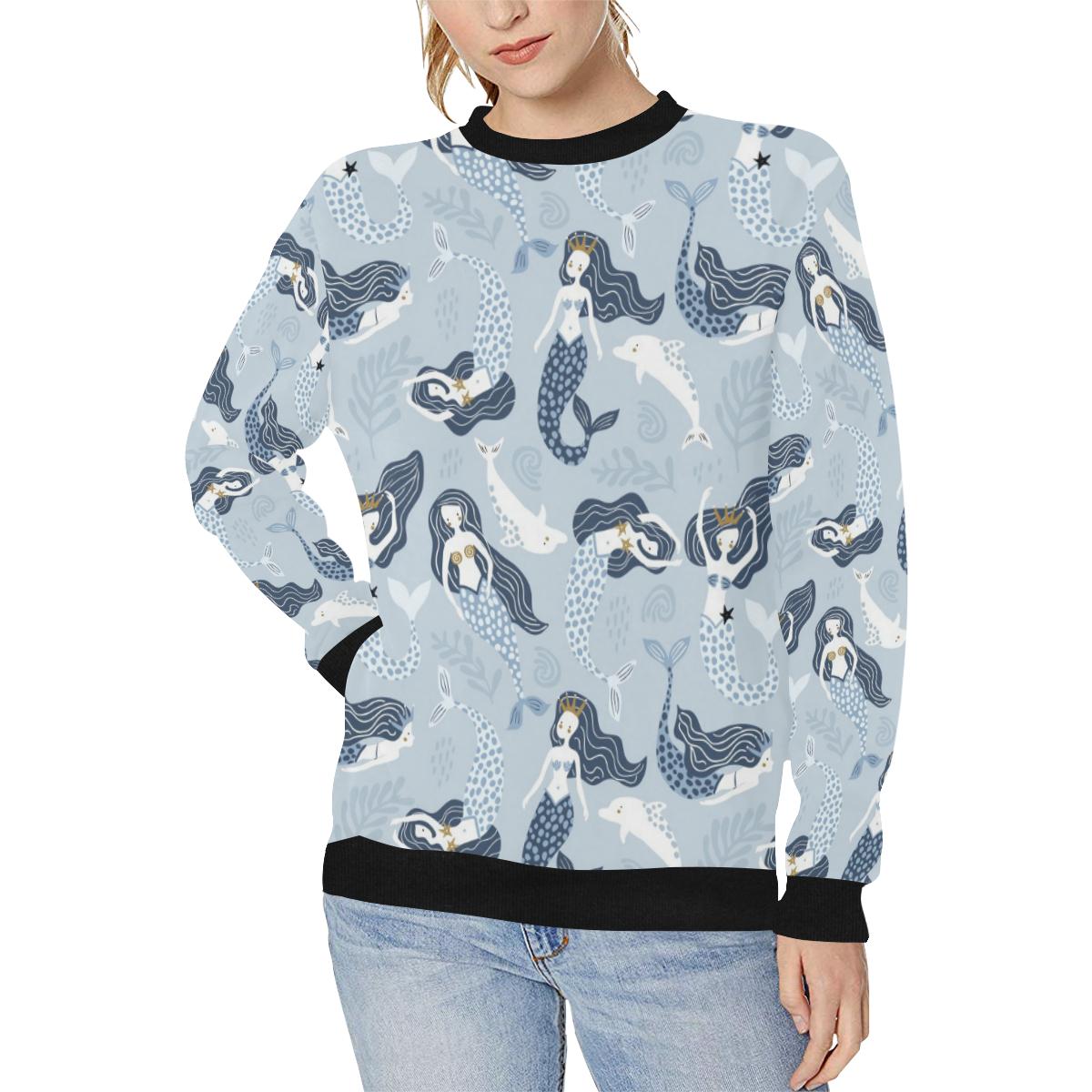 Mermaid Dolphin Pattern Women’s Crew Neck Sweatshirt