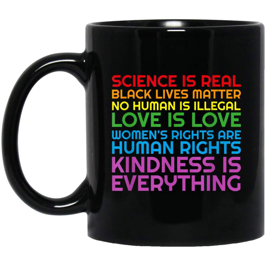 Rainbow Black Lives Matter Science GLBTQ anti ICE Black Mugs