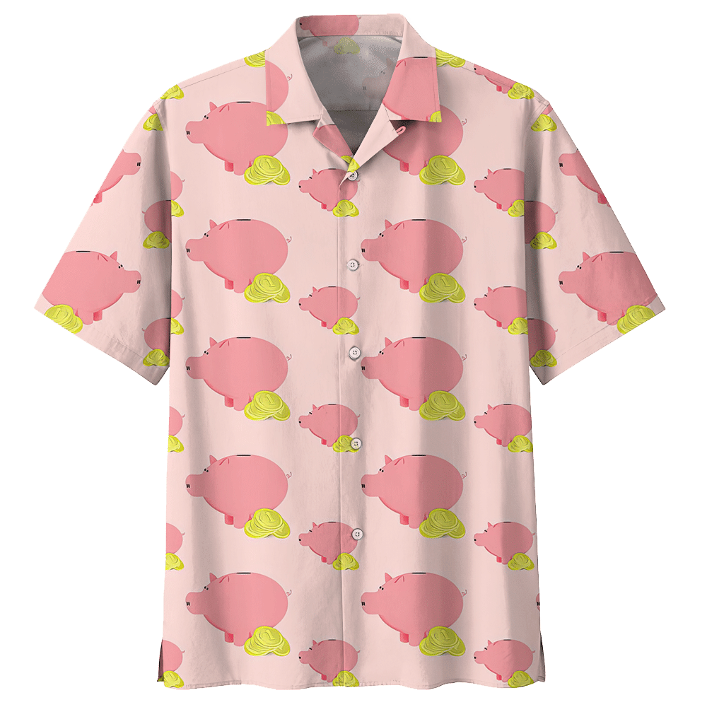 Pig Pink Nice Design Unisex Hawaii Print Aloha Short Sleeve Casual Shirt Ha107956