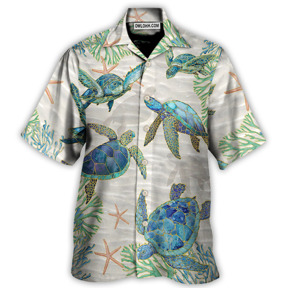 Turtle Peaceful Relaxing Calm Of The Beach And Ship With Sails – Hawaiian Shirt  – Owl Ohh