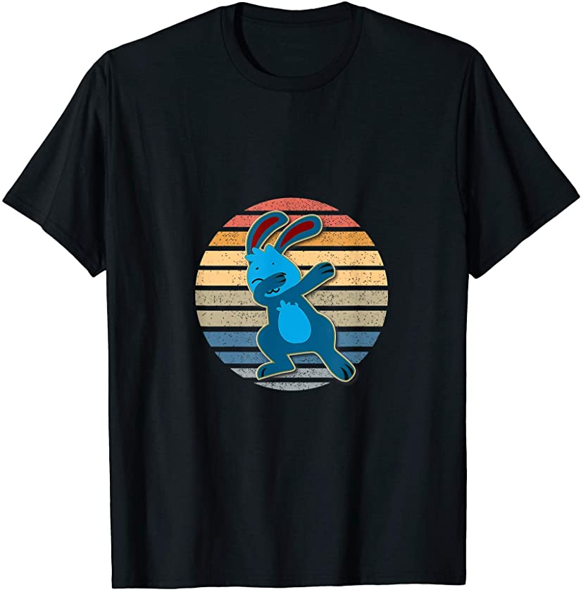 Retro Pop Art Sunset Dabbin Easter Bunny Rabbit Art Print T-Shirt