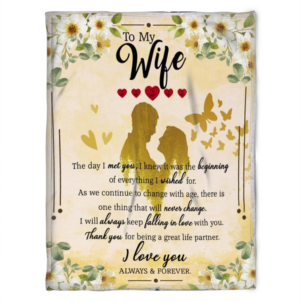 To My Wife Blanket, Thankyou For Being A Great Life Partner. Gift For Wife Family Home Decor Bedding Couch Sofa Soft And Comfy Cozy