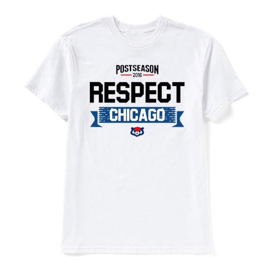 Respect Chicago Cubs Postseason Clincher 2016 White T-Shirt