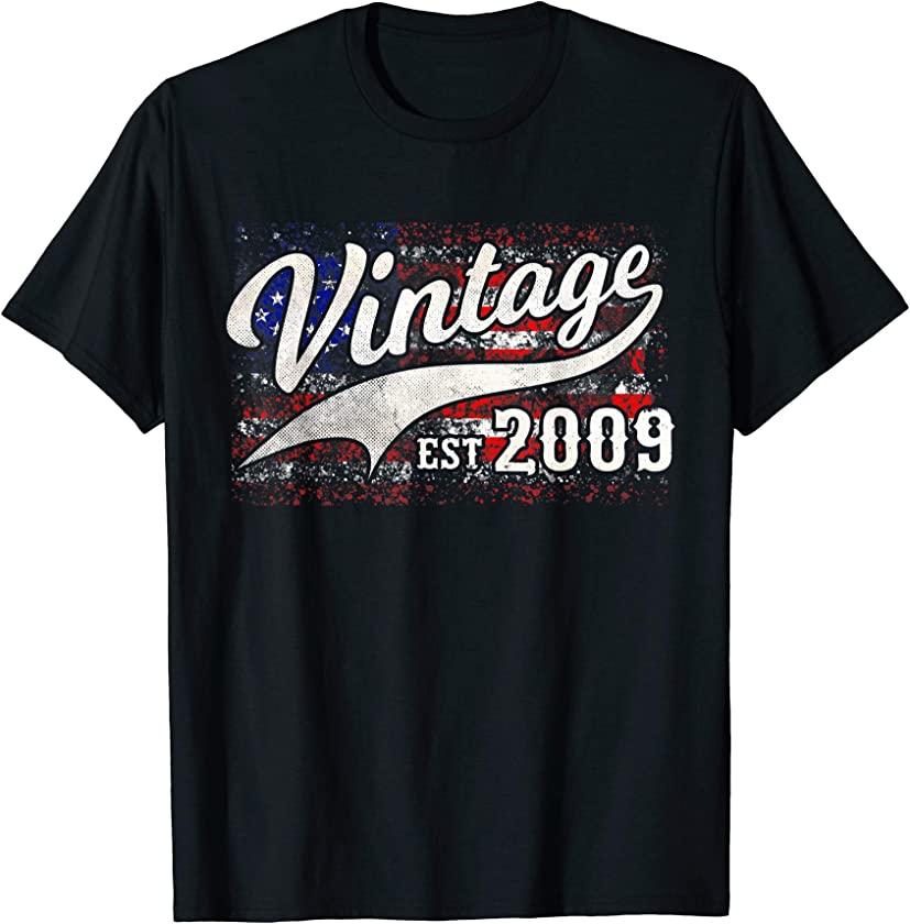 2009 Vintage American Flag 8 th Birthday T-Shirt