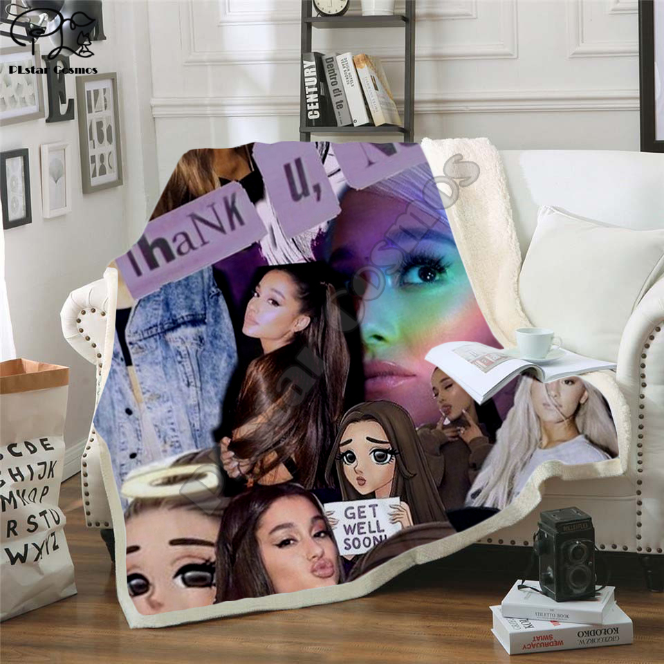 Ariana Grand Fleece Blanket Plush 3d Printed for Adults Sofa Sherpa Fleece Bedspread Wrap Throw Blanket style-1 alx