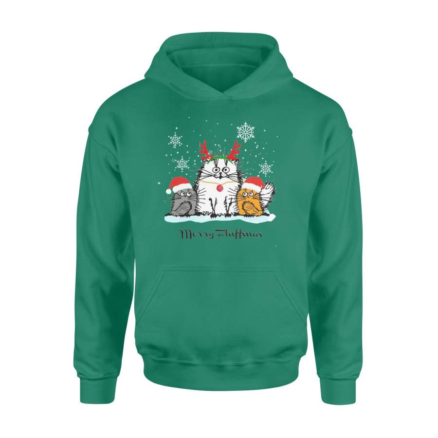 Merry Fluffmas Cat Christmas Hoodie