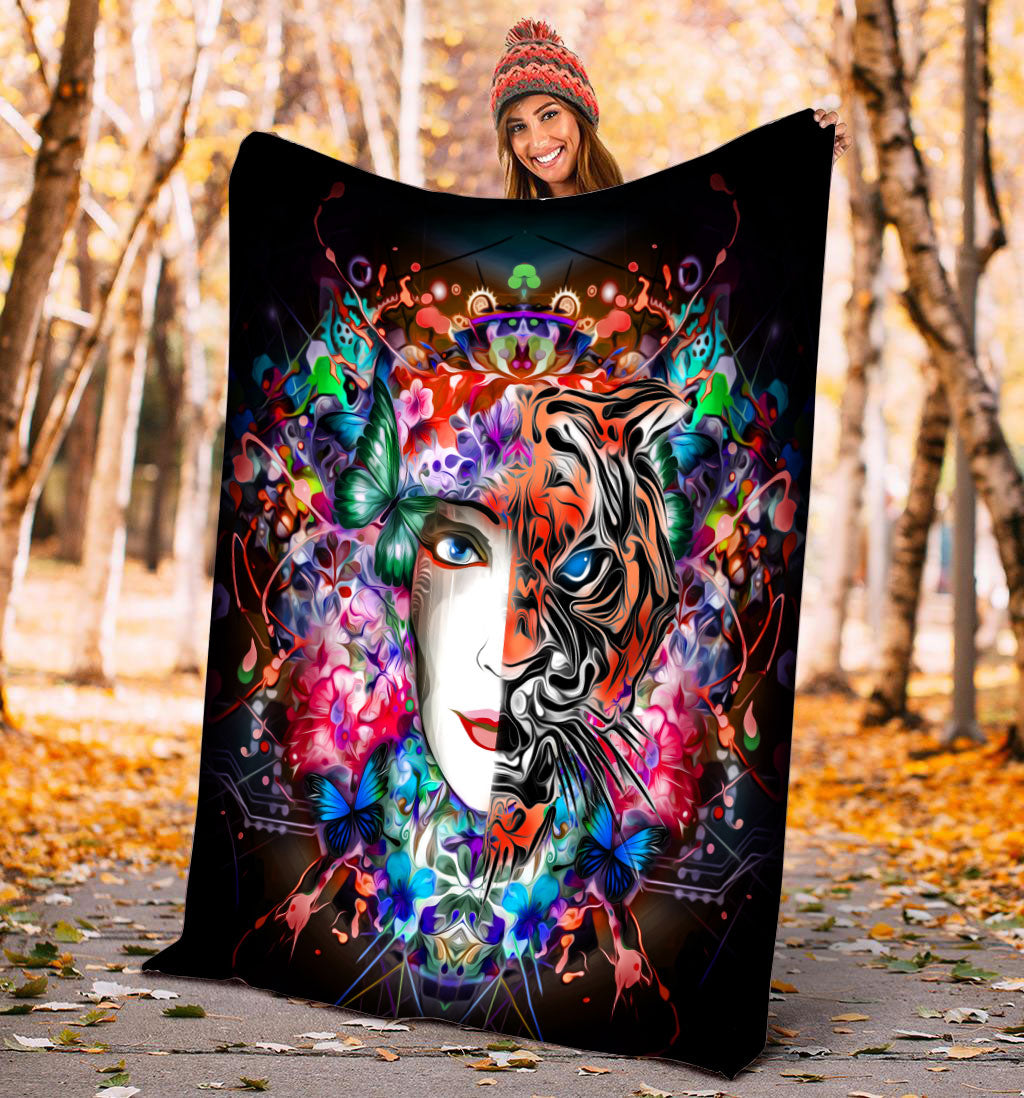 Tmarc Tee Tiger Butterfly Girl Blanket