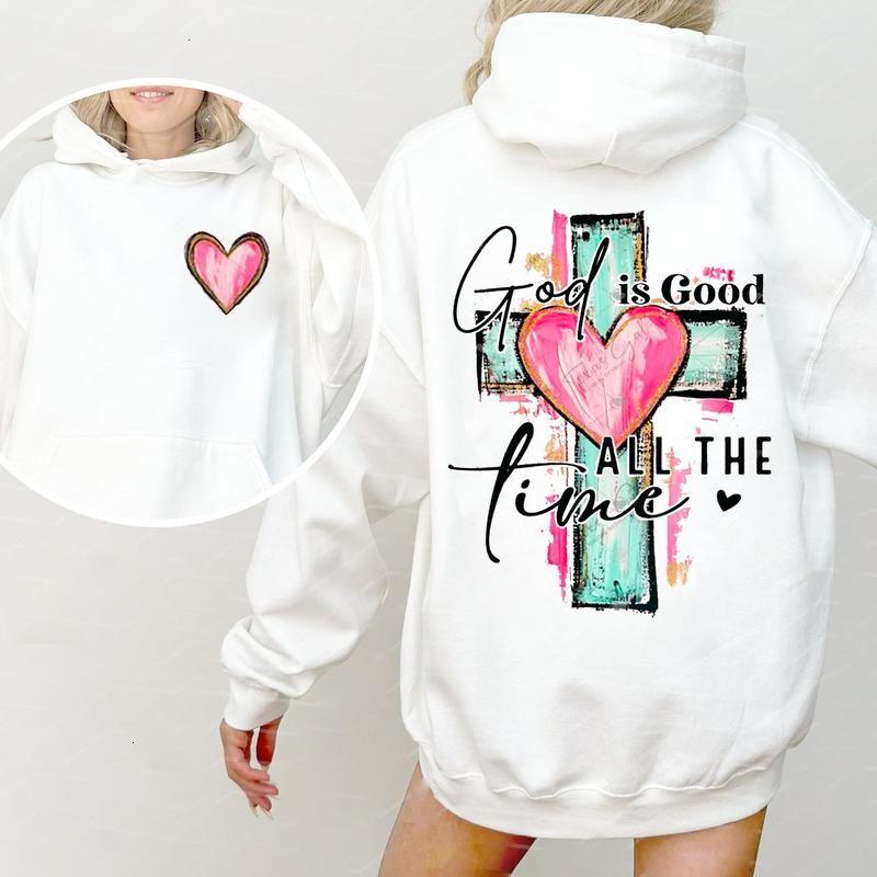 Brushstroke God Is Good All The Time Hoodie, Christian Sweatshirt, Religious Tee for Men and Women, Jesus Apparel with Hand Drawn Cross Design