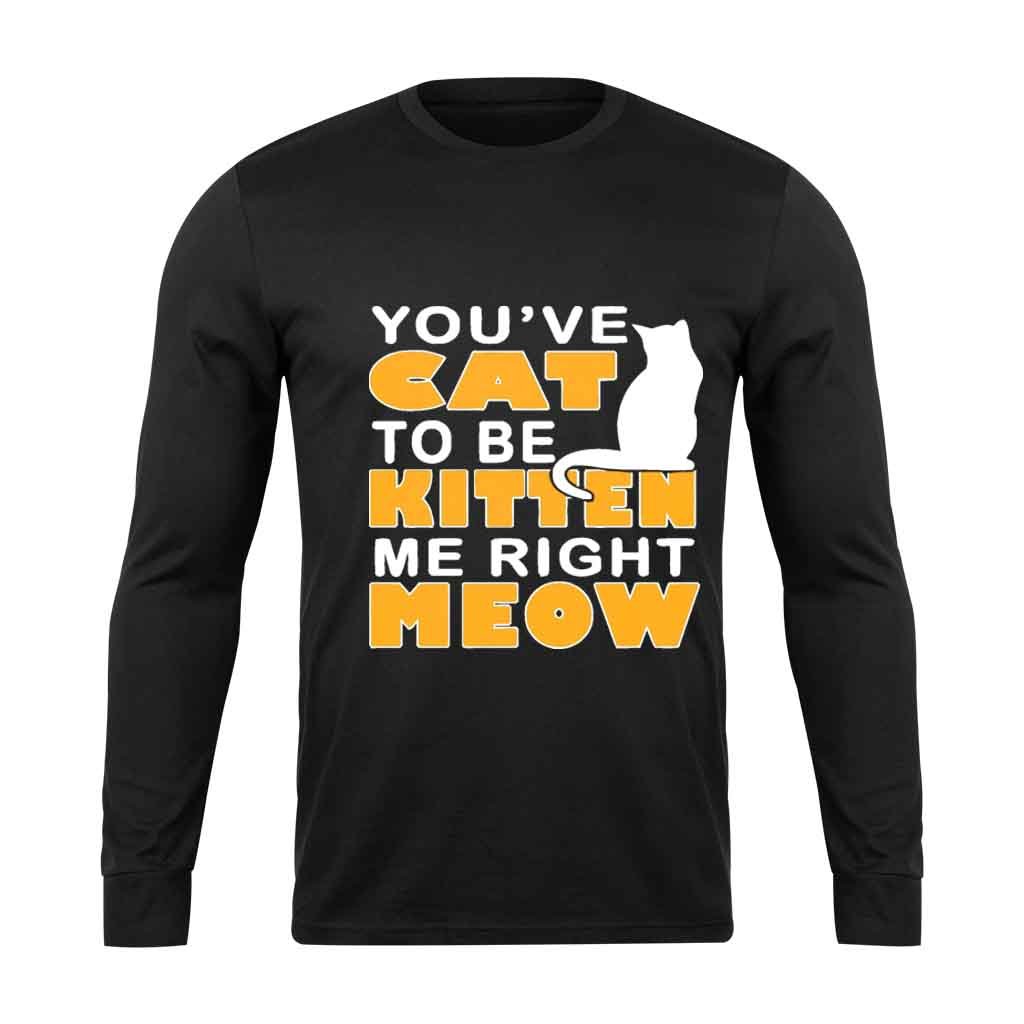 Are You Kitten Me Right Meow Yellow Long Sleeve T-Shirt