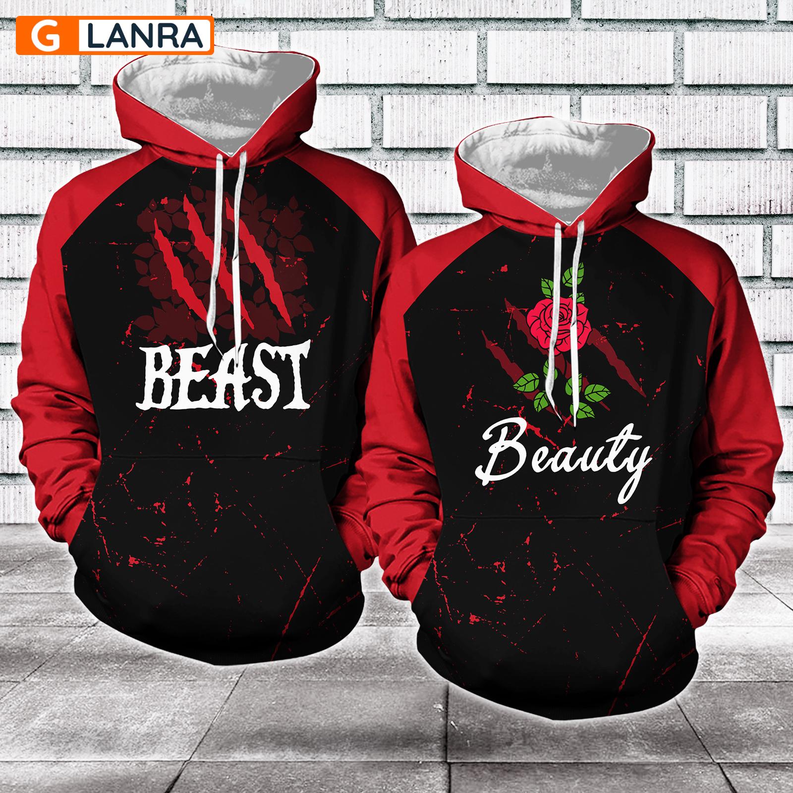 Beast Beauty Hoodie, Couple Hoodie, Matching Couple Hoodie, Husband Wife Hoodie, Unisex Sweater, Sweatshirt