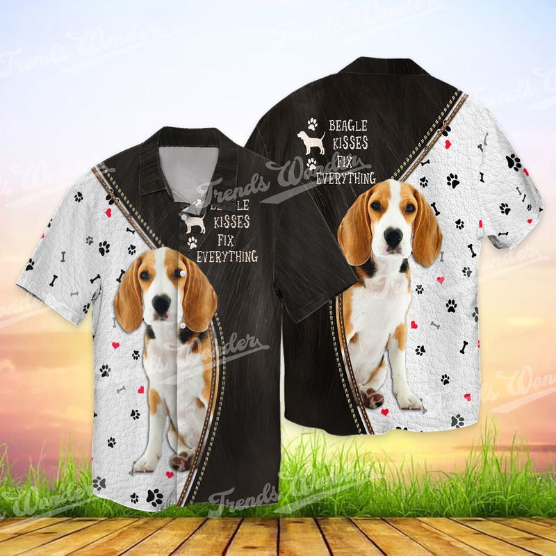 Beagle Kisses Fix Everything 3D Full Print Hawaiian Shirt