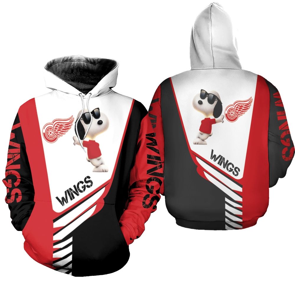 Detroit Red Wings Snoopy For Fans 3D Hoodie