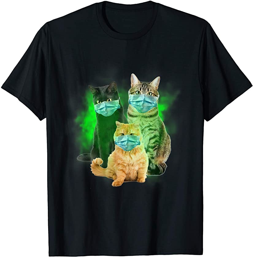 Cat With Face Mask Kitten Cats Owner Kitty Lovers Gift T-Shirt