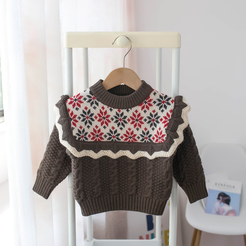 Baby Girls Sweater Spring Toddler Girls Pullover Bottom Shirt Cotton Knitting Baby Girl Sweaters Baby Toddler Sweater EY10124 alx