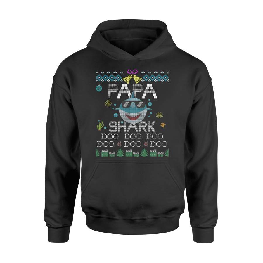 Mens Mens Papa Father Shark Christmas Matching Family Group Ugly T-Shirt – Standard Hoodie