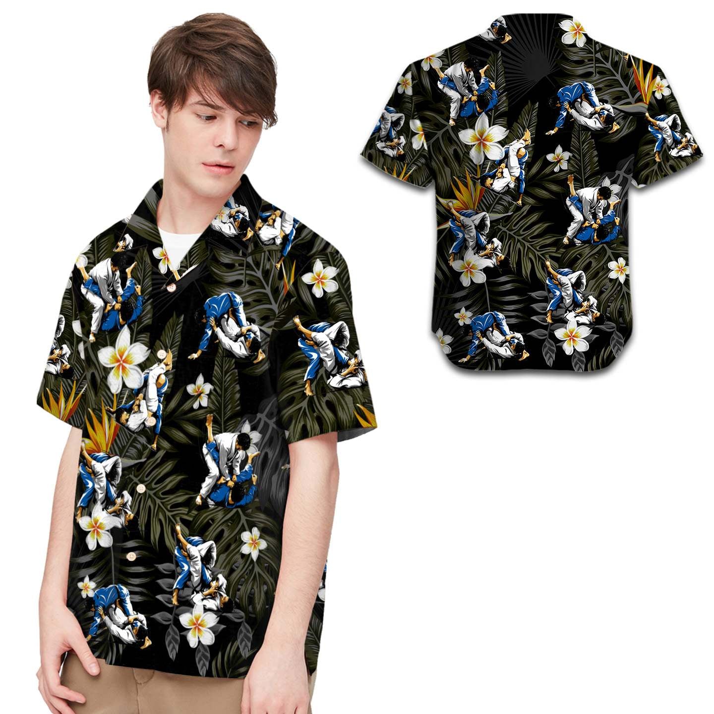 Brazilian Jiu Jitsu Tropical Flowers Men Hawaii Summer Beach Shirts For Bjj Lovers Ha67446