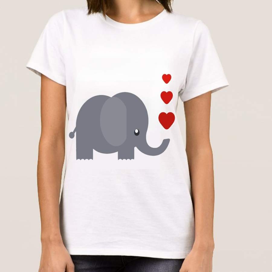 Kawaii Baby Elephant Cartoon Print Tshirt Women Cotton Casual Cute T-shirts Short sleeve White harajuku Tops