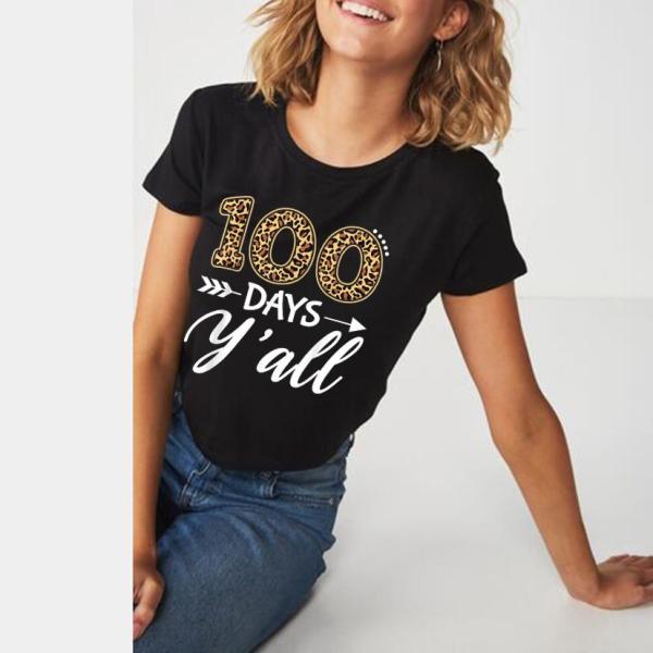 100Th Day Of School – 100 Days Y’All Leopard Teacher Student 100Th Day Of School Shirt – Gst