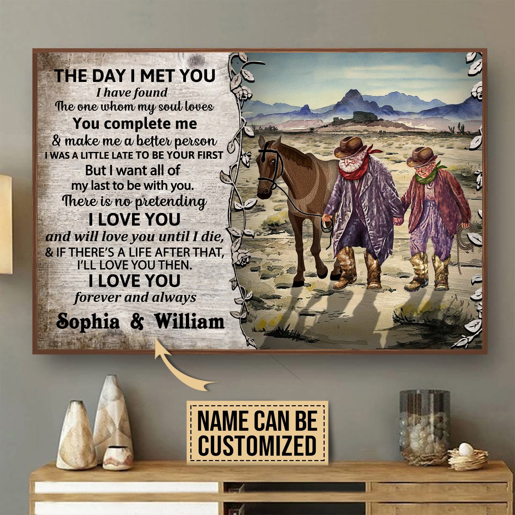 Aeticon Gifts Personalized Cowboy Horse The Day I Met You Canvas Mom Dad Gift Home Decor