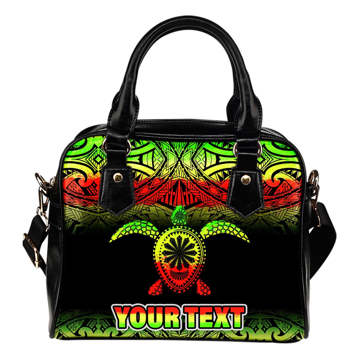 Turtle Custom Personalised Shoulder Handbag – Polynesian Reggae Fog – BN09