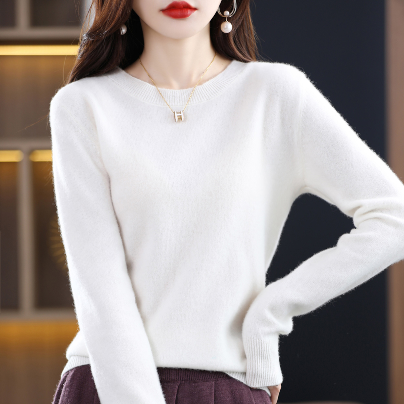 Cashmere Sweater Woman’s Pullover Long Sleeve Round Neck Basic Style Female Sweater 100% Wool Knit Tops Jumper Bottoming Clothes alx