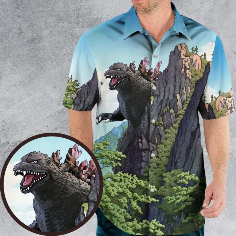 Kaiju Landscape Godzilla Hawaiian Shirt