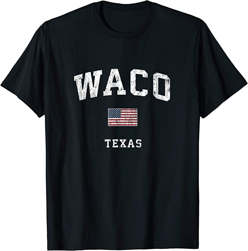 Waco Texas TX Vintage American Flag Sports Design T-Shirt