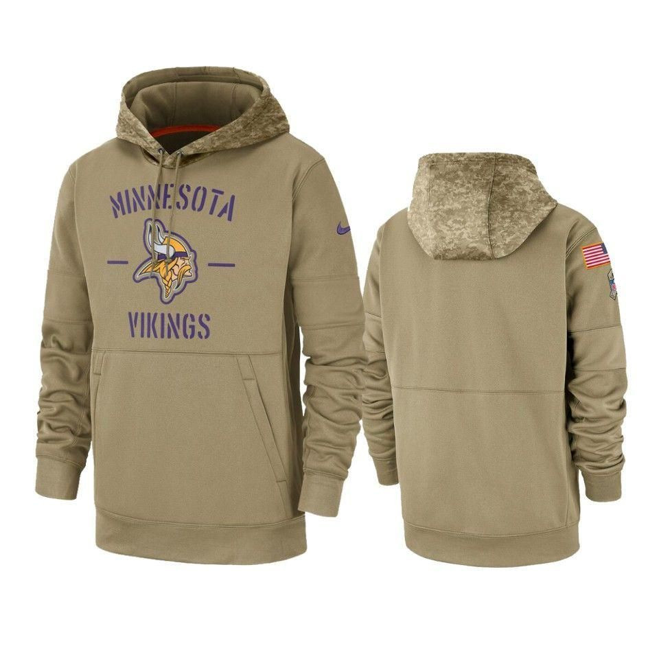 Minnesota Vikings 2019 Salute To Service Tan Sideline Therma Hoodie