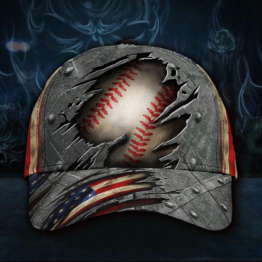 Baseball Hat American Flag Printed 3D Vintage Hat Gift For Sport Lovers