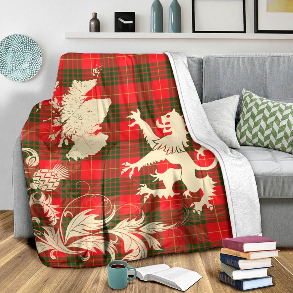 Tartan Blanket Cameron Modern Tartan Scotland Lion Thistle Map Plaid Blanket