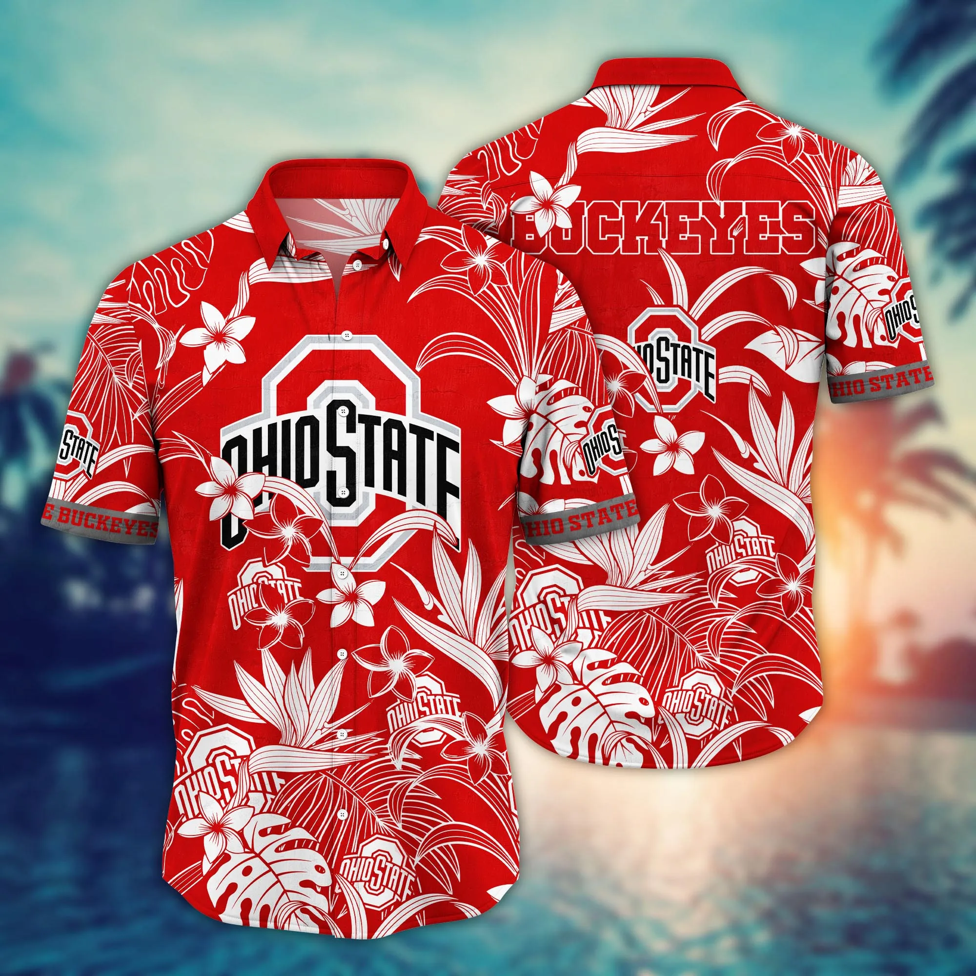 Ohio State Buckeyes NCCA Hawaiian Shirt Garden Partiestime Aloha Shirt