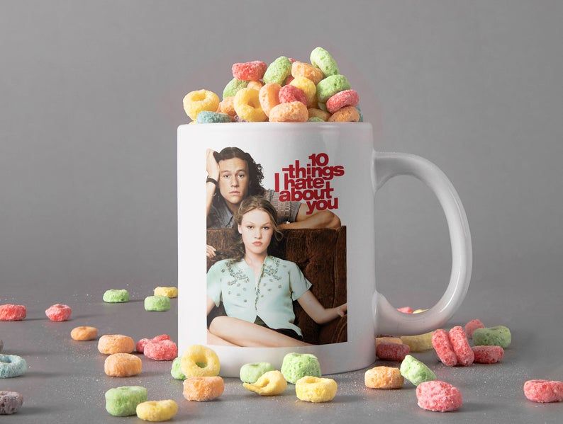 White Mug Patrick Verona, Kat Stratford Mug 10 Things Hate About You Mug My Retro Vintage Mug Heath Ledger Mug Premium Sublime Ceramic Coffee Mug H99