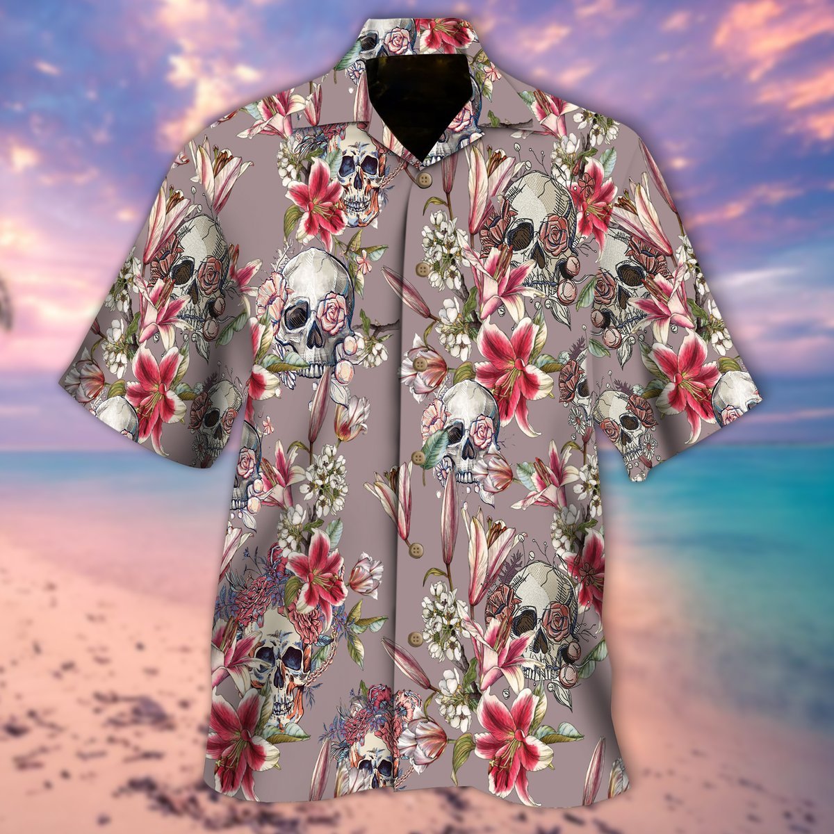 Skull Flowers Hawaii Shirt For Men Women Adult Ha15963