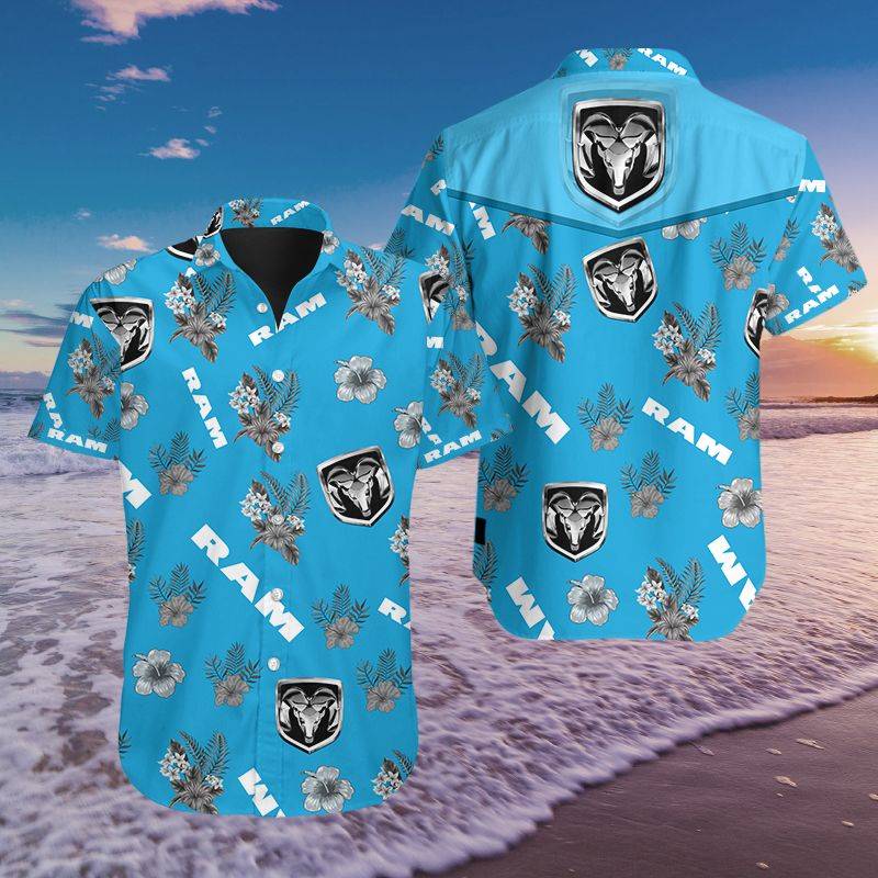 3D All Over Printed Dodge RAM DVT HAWAIIAN Shirts Ver 1 (Blue)