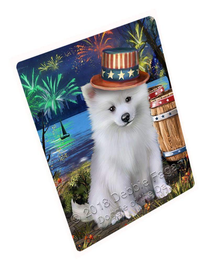 4Th Of July Independence Day Fireworks American Eskimo Dog At The Lake Blanket Blnkt74262