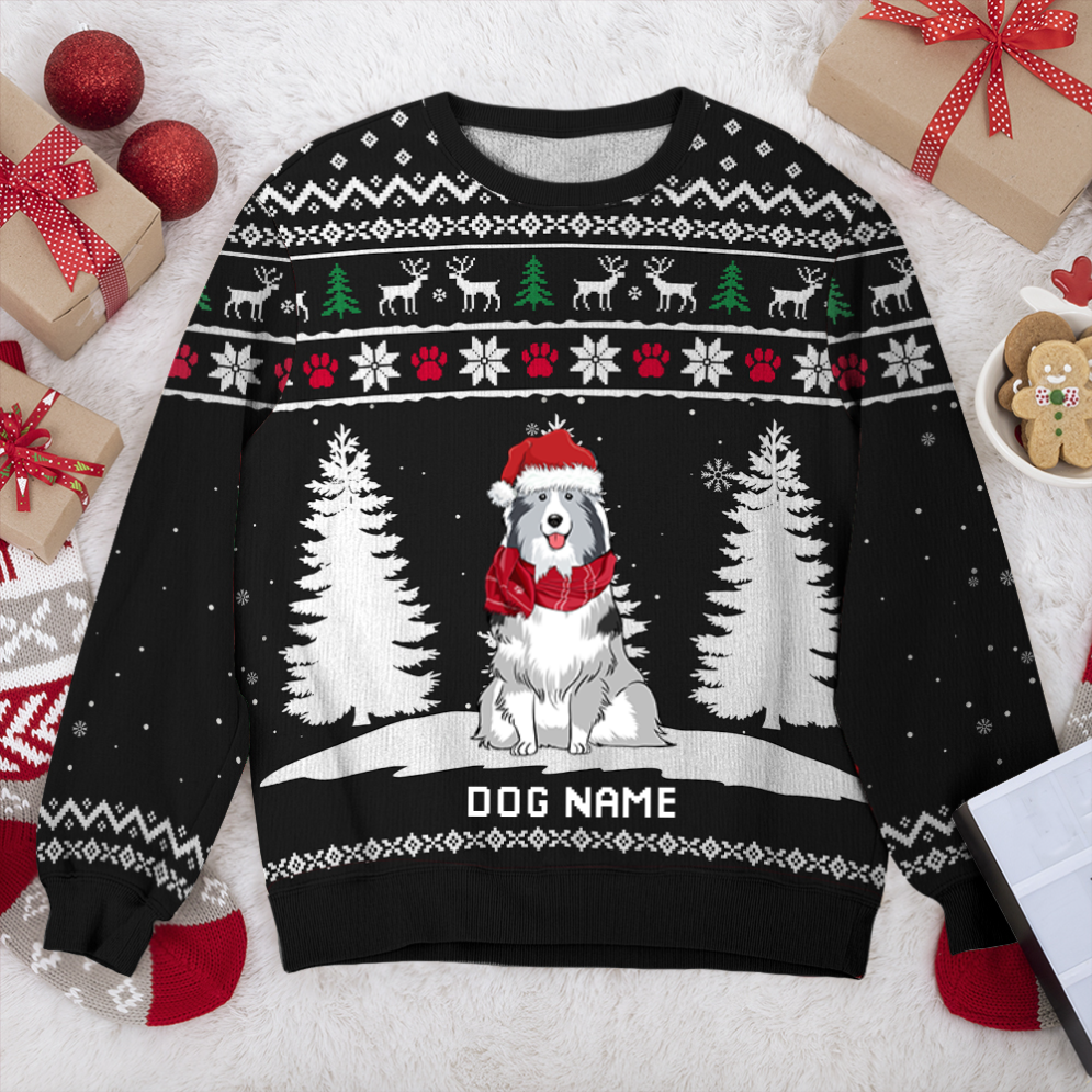 Shetland Sheepdog Winter Dog Personalized Sweater, Dog Ugly Christmas Sweater