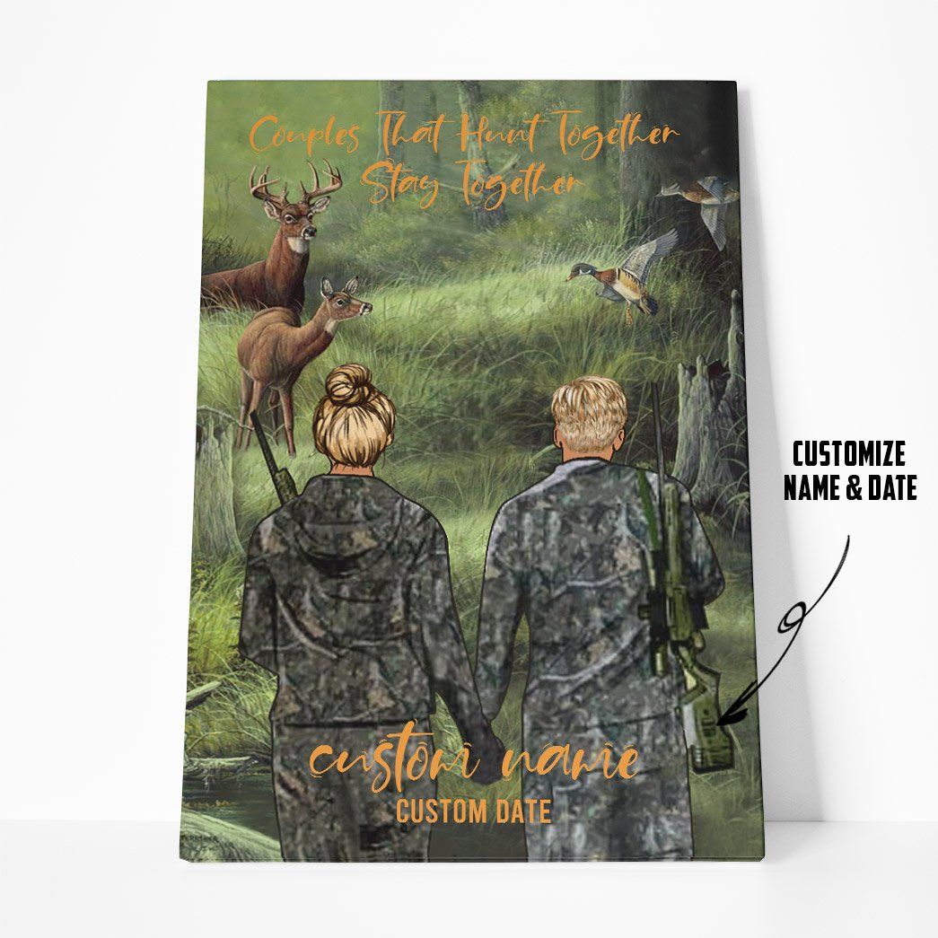 Gearhumans Gearhuman 3D Couples That Hunt Together Stay Together Personalized Canvas