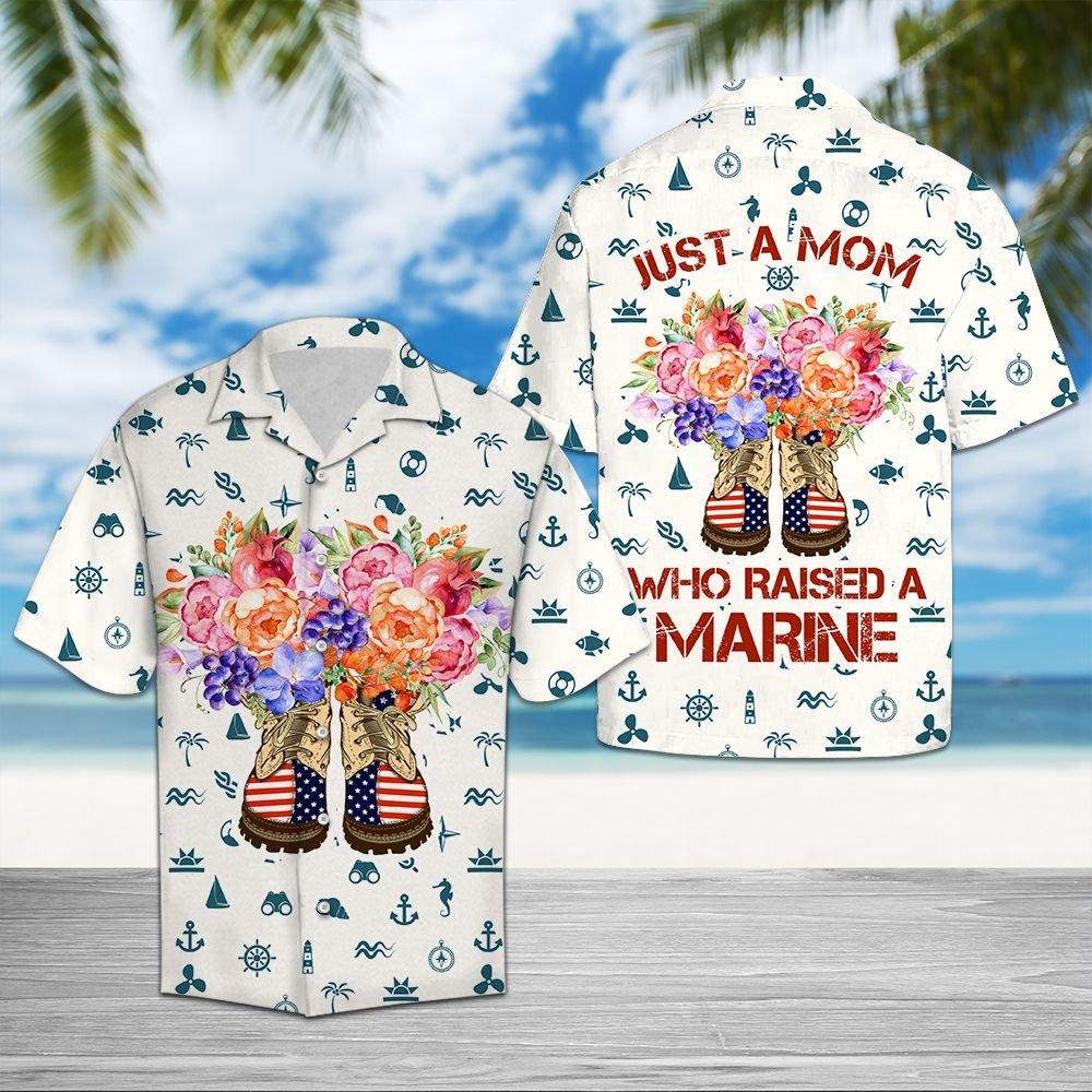 Aloha Shirt Mother’s day Father’s day unique gift ideas for mom & dad from daughter & son kids, meaningful birthday presents –  Marine Mom D3007 – Hawaiian Shirt