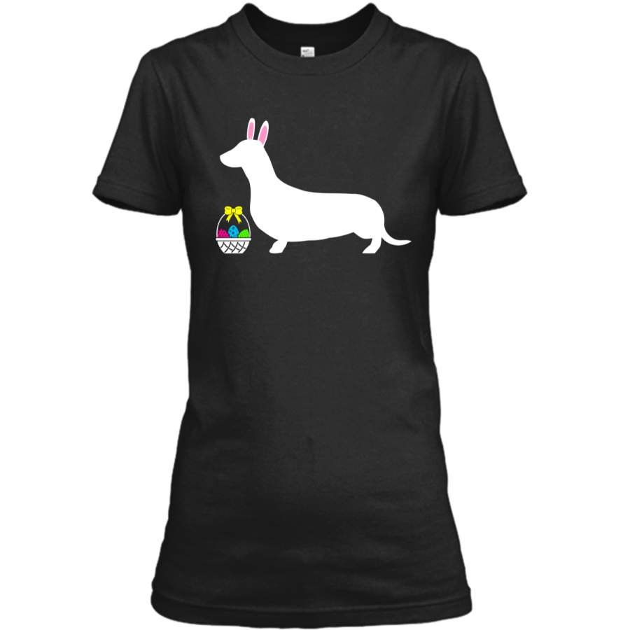 Dachshund Easter Bunny Dog Silhouette T-Shirt Ladies Custom