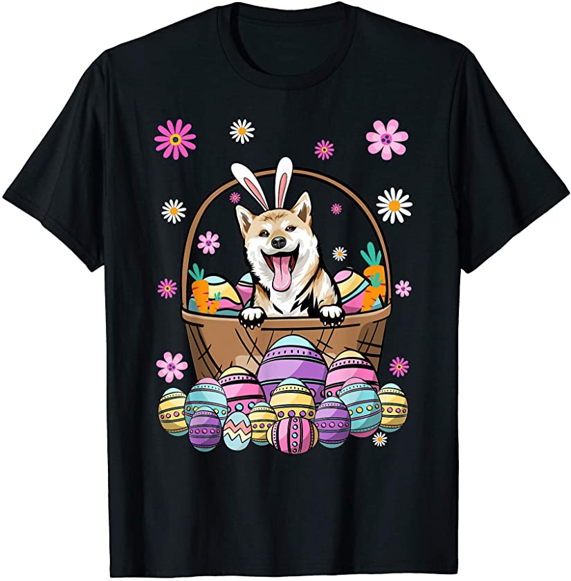 Bunny Shiba Inu Dog Happy Easter Day Lover Egg Hunt T-Shirt