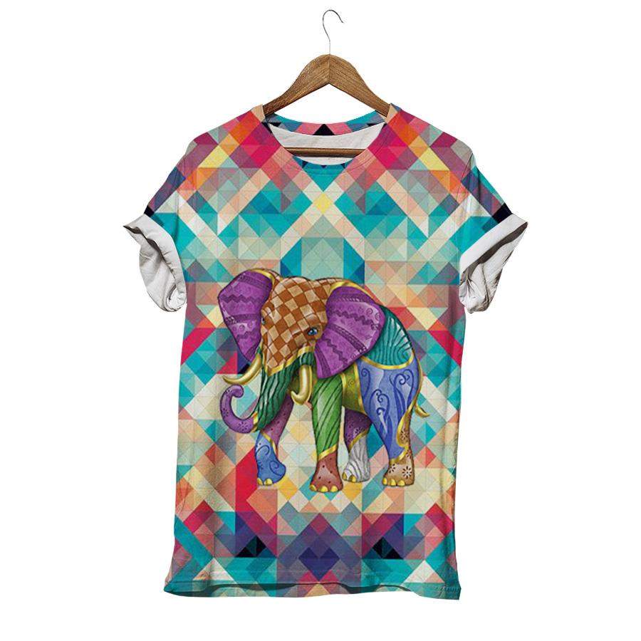 3D Graphic Colorful Elephant T-Shirt